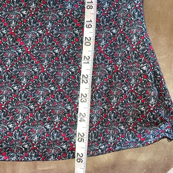 Como Gray & Red Paisley Sleeveless Wrap Top Side Zip Stretch Cotton Size Large - Picture 6 of 8